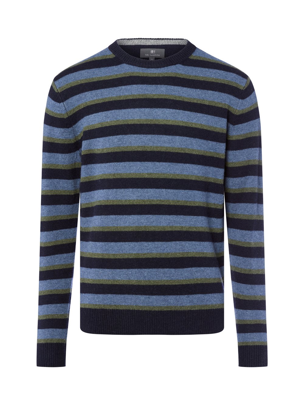 Nils Sundström Strickpullover Herren Wolle mehrfarbig gestreift, M