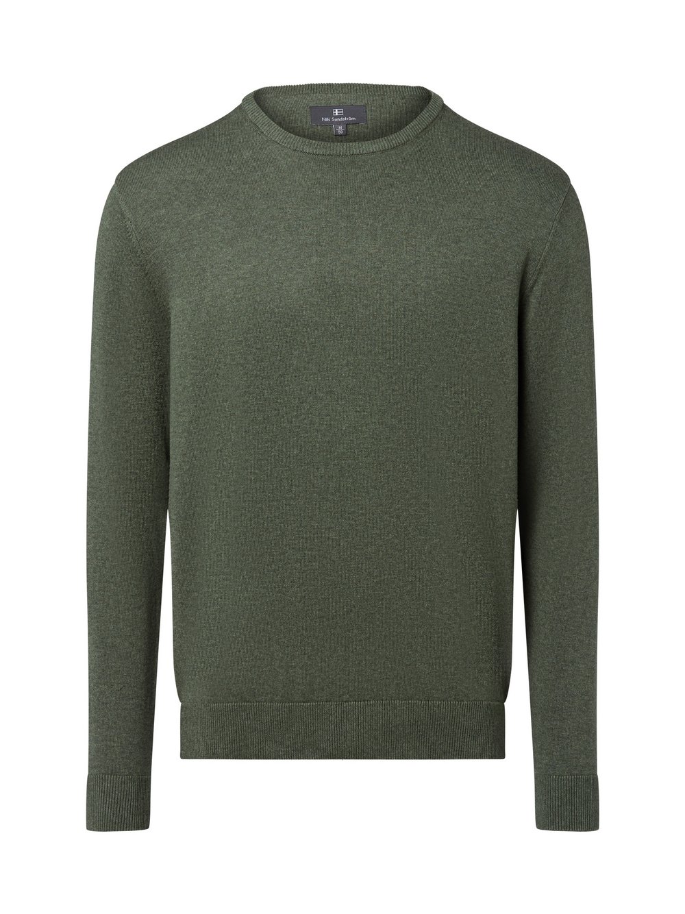 Nils Sundström Pullover Herren Baumwolle grün meliert, XXL