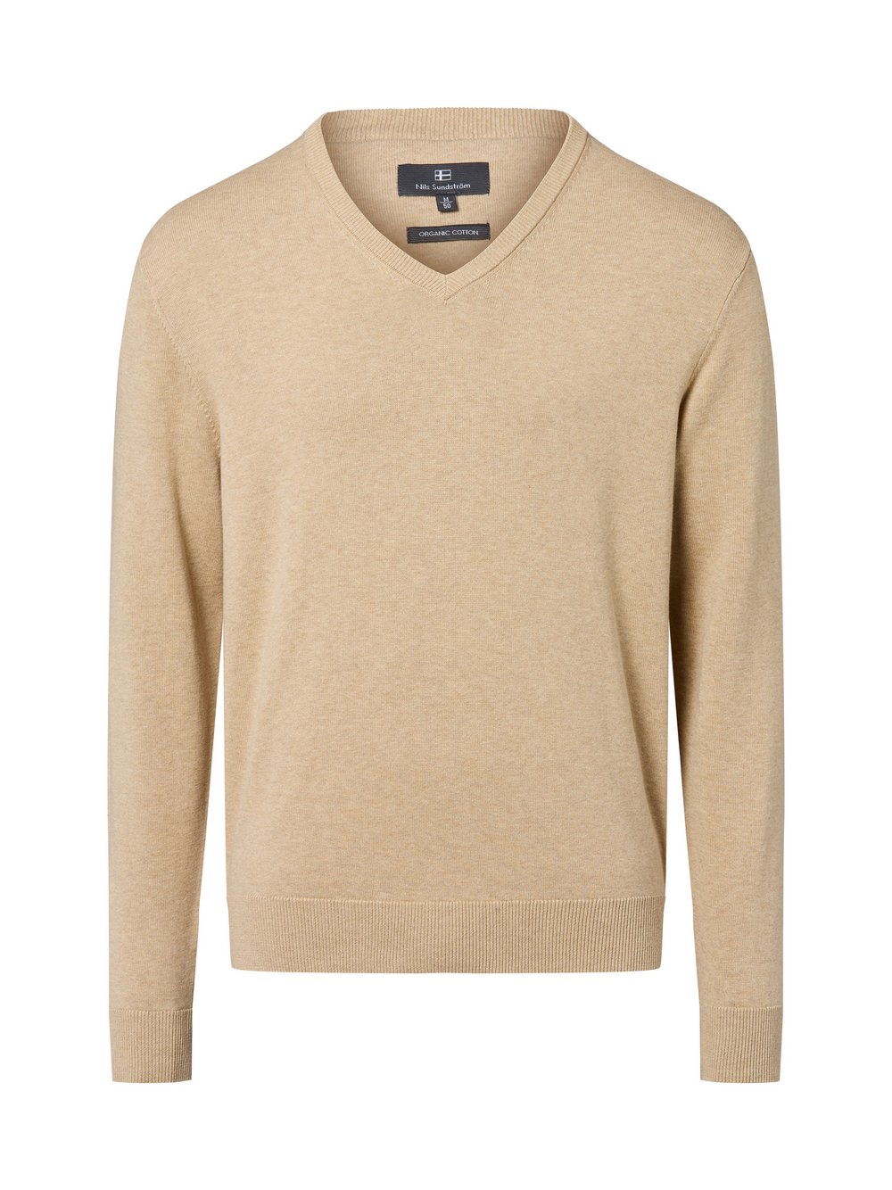 Nils Sundström Pullover Herren Baumwolle beige meliert, L