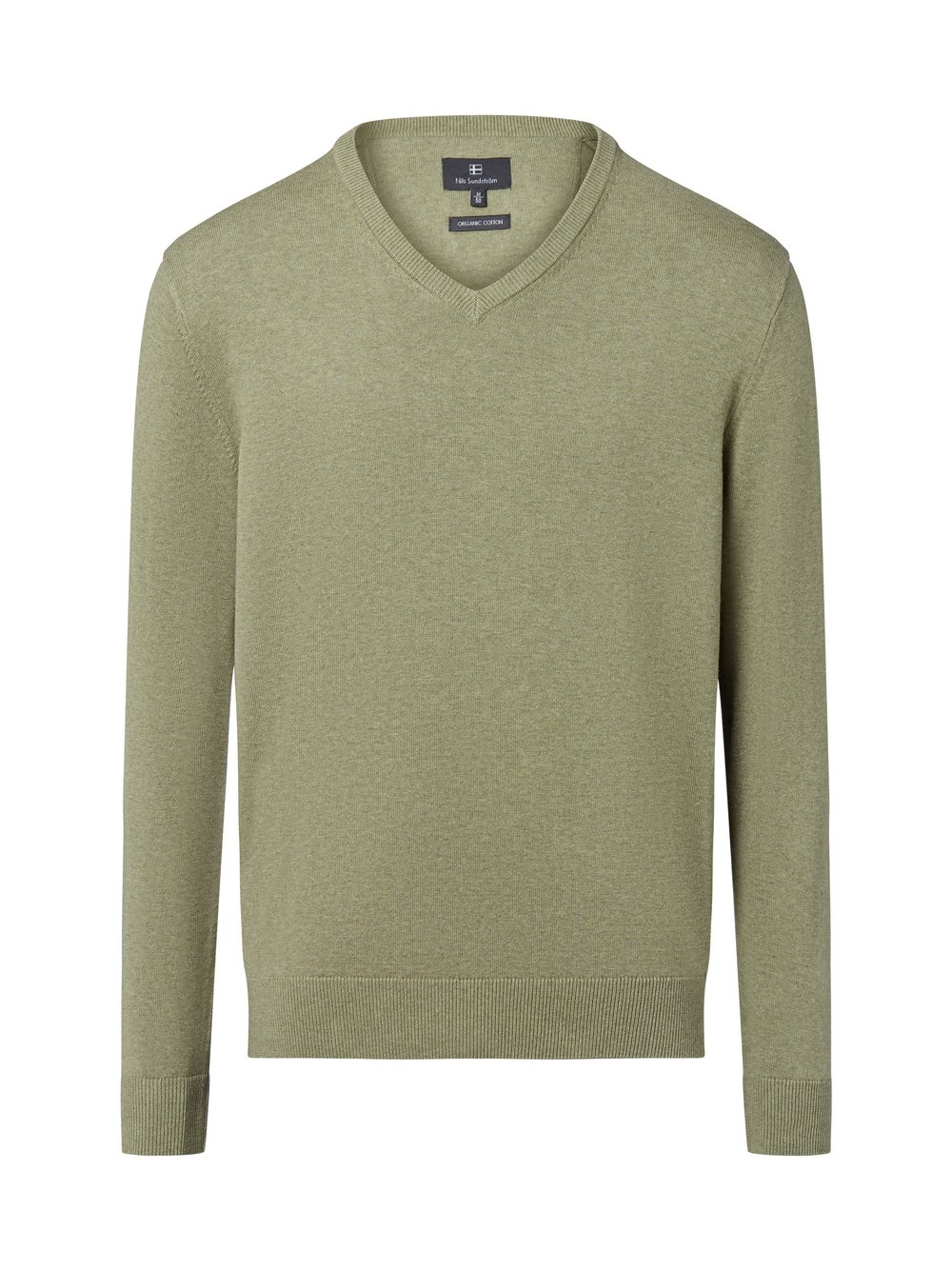 Nils Sundström Pullover Herren Baumwolle grün meliert, XXL