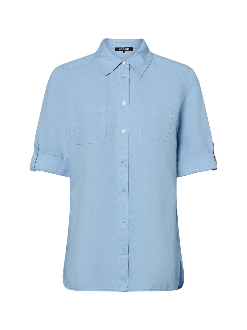 Olsen Hemdbluse mit Leinen-Anteil Damen blau, 42