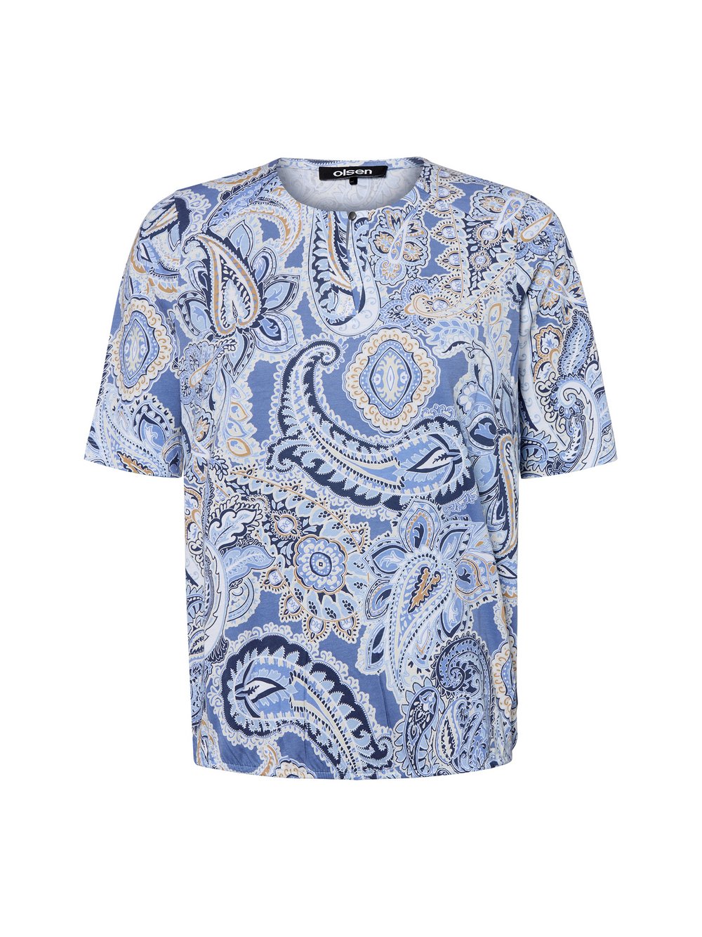 Olsen T-Shirt Damen Baumwolle blau gemustert, 46