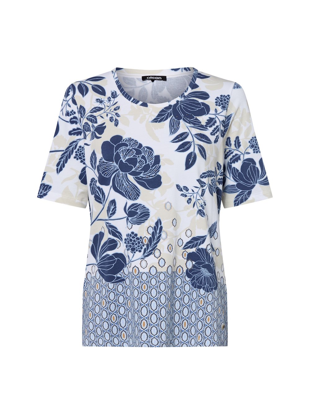 Olsen T-Shirt Damen Baumwolle mehrfarbig gemustert, 36