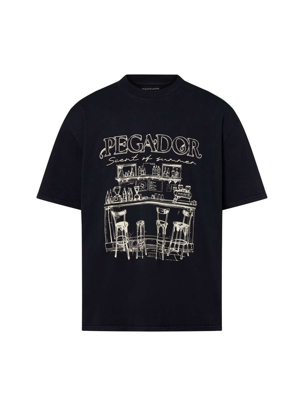 PEGADOR Oversize T-Shirt Herren Baumwolle schwarz bedruckt, M