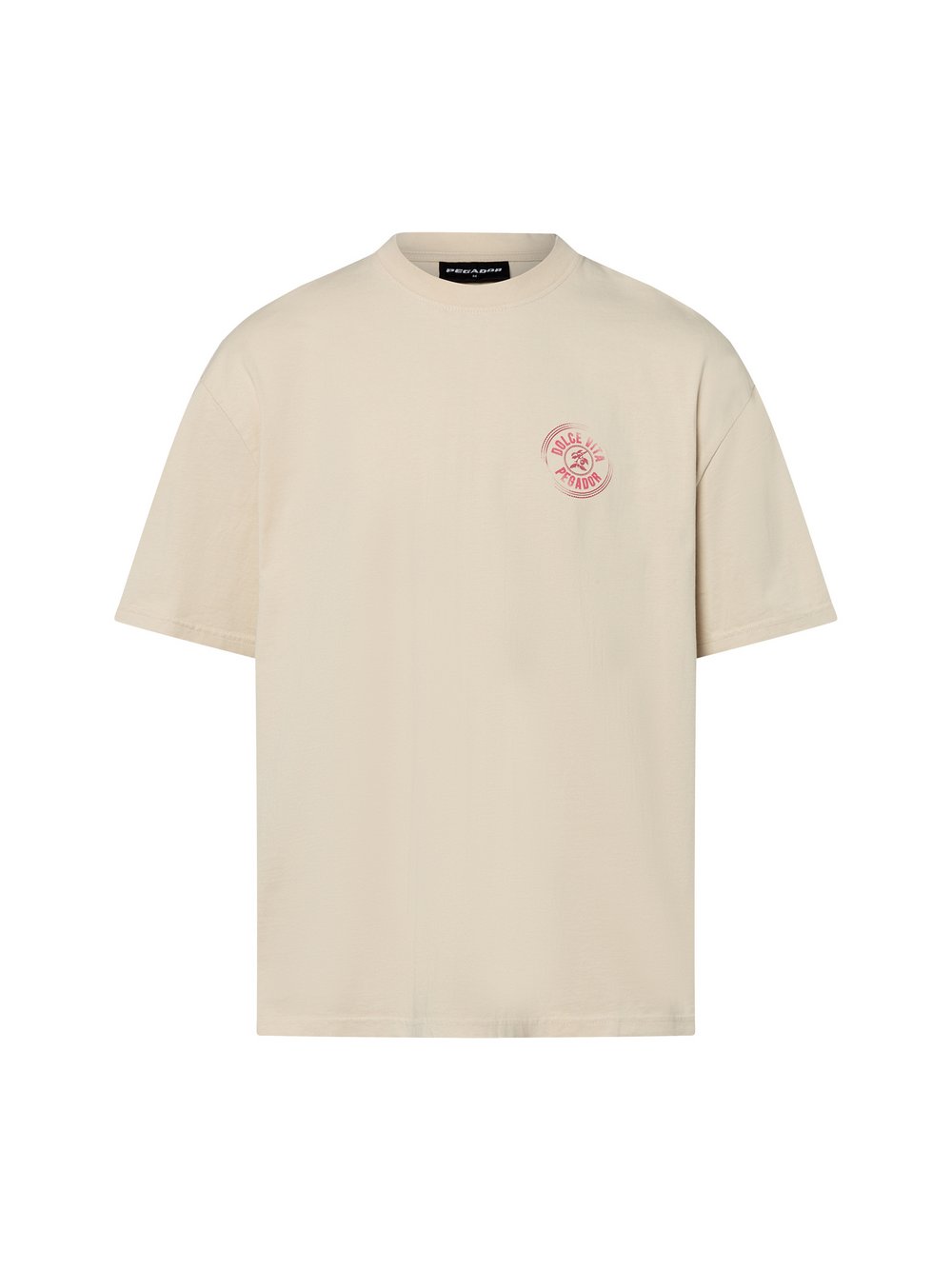 PEGADOR Oversized T-Shirt Herren Baumwolle beige bedruckt, L