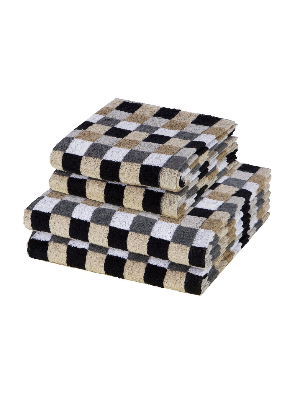 Thumbnail - Cawö Handtuchset 2-teilig Damen Baumwolle grau kariert, ONE SIZE