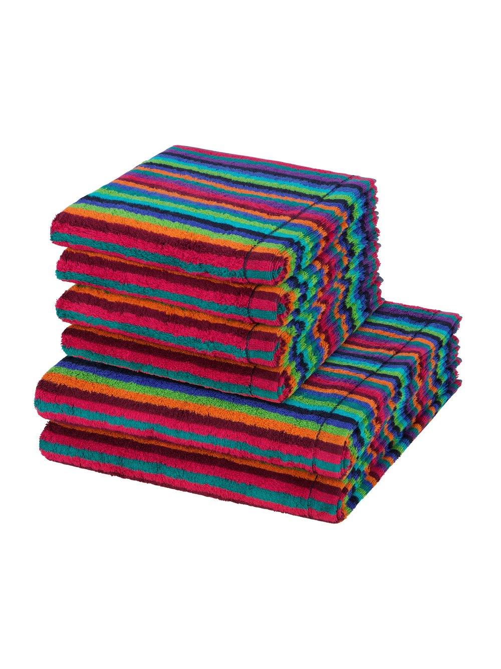 Thumbnail - Cawö Handtuchset 6-teilig Damen Baumwolle mehrfarbig gestreift, ONE SIZE