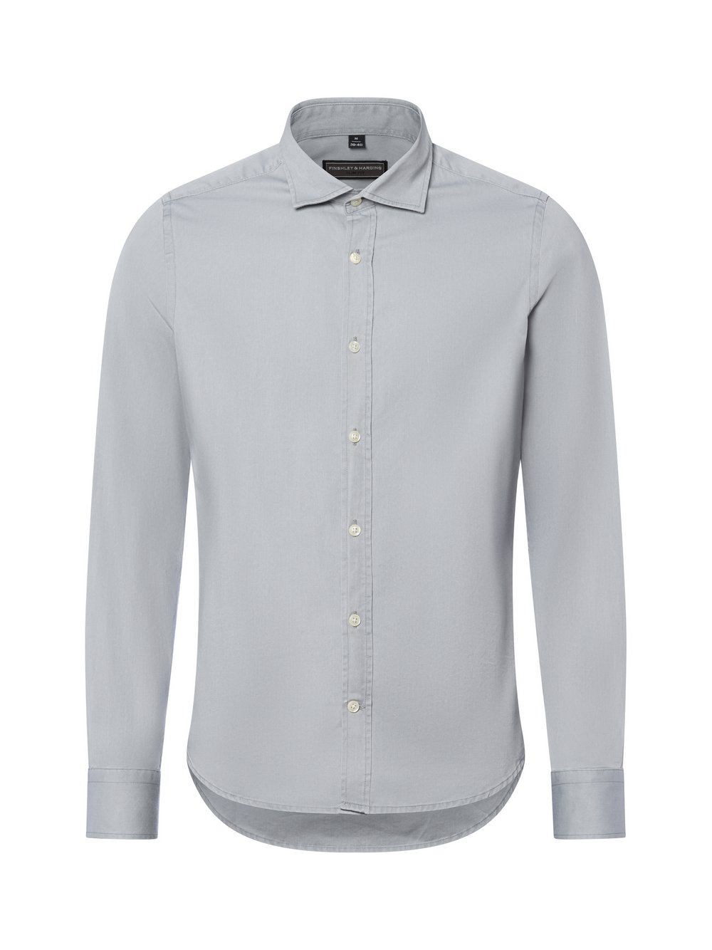 Finshley & Harding Hemd Herren Slim Fit Baumwolle grau, XL