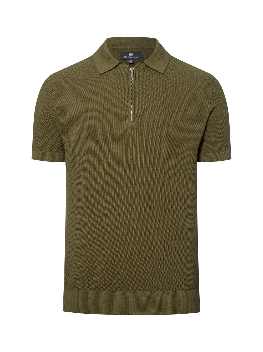 Nils Sundström Poloshirt Herren Baumwolle grün strukturiert, XXL