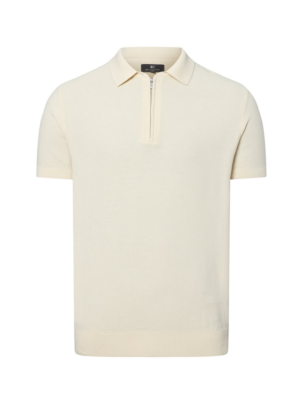 Nils Sundström Poloshirt Herren Baumwolle weiß strukturiert, L