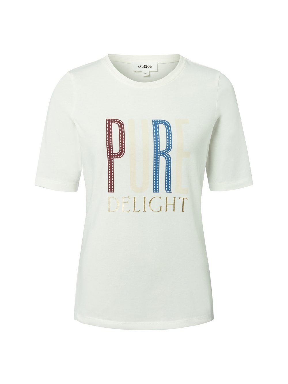 s.Oliver T-Shirt Damen Baumwolle weiß bedruckt, 36