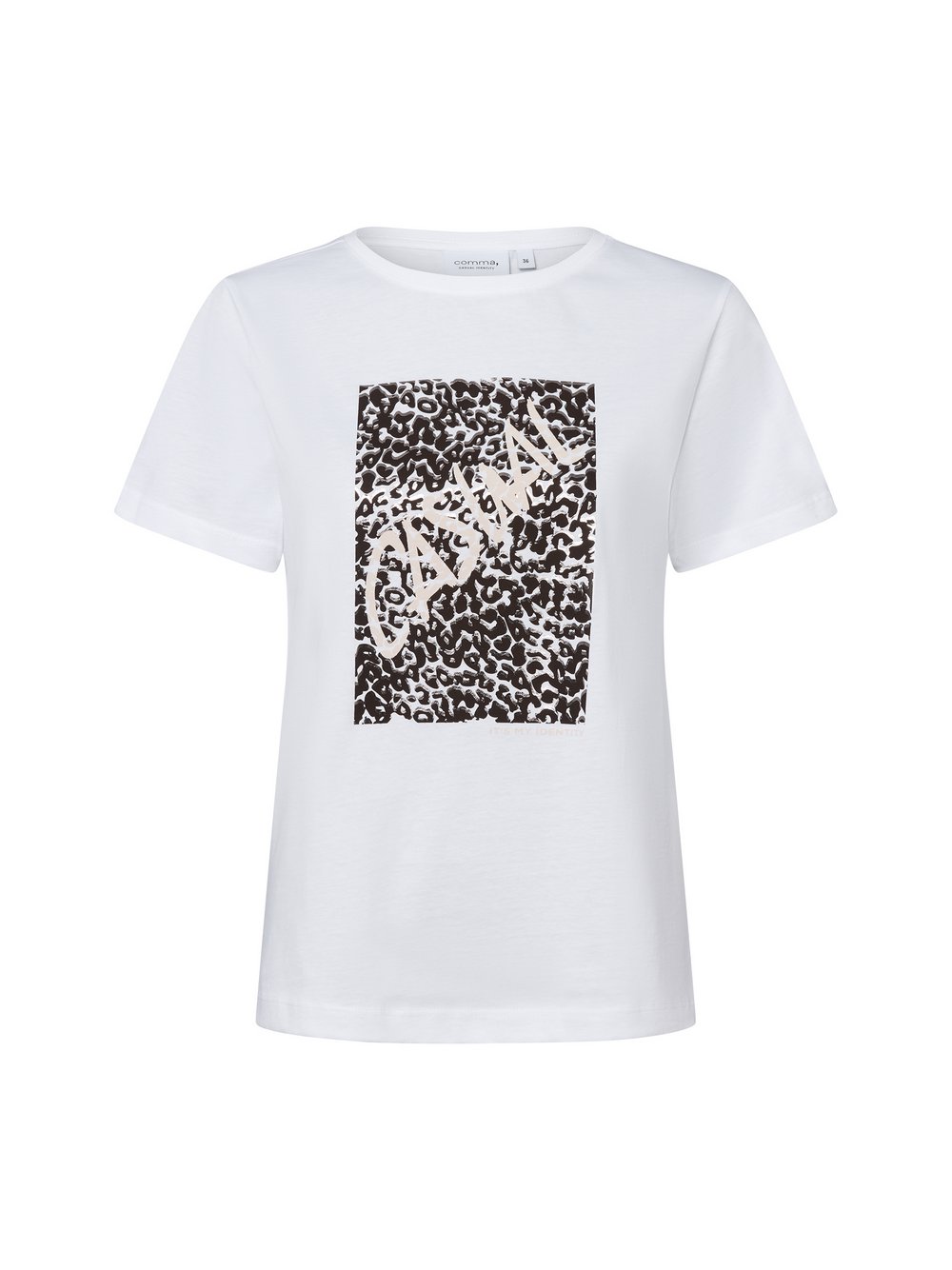 comma casual identity T-Shirt Damen Baumwolle weiß bedruckt, 42
