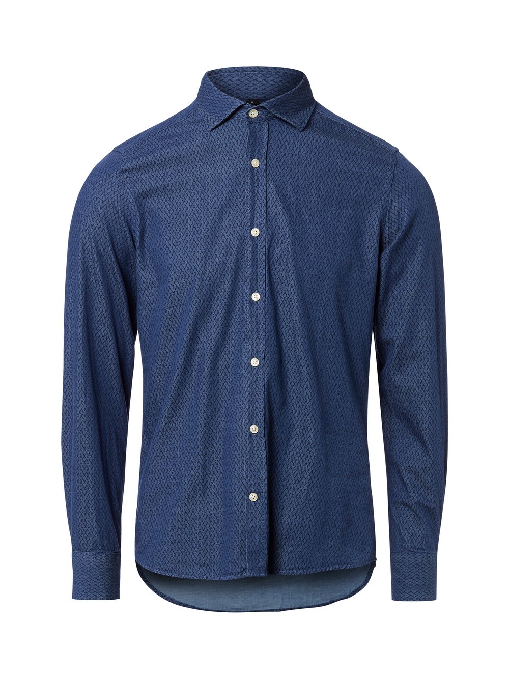 Finshley & Harding Hemd Herren Slim Fit Baumwolle blau gemustert, S