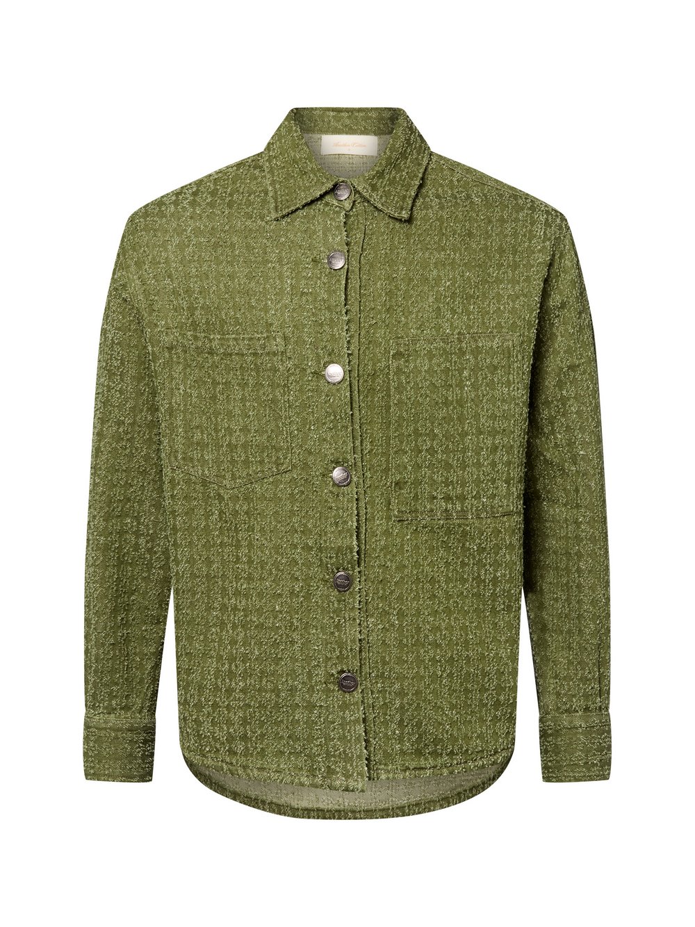 Another Cotton Lab Overshirt Herren Regular Fit Baumwolle grün strukturiert, M