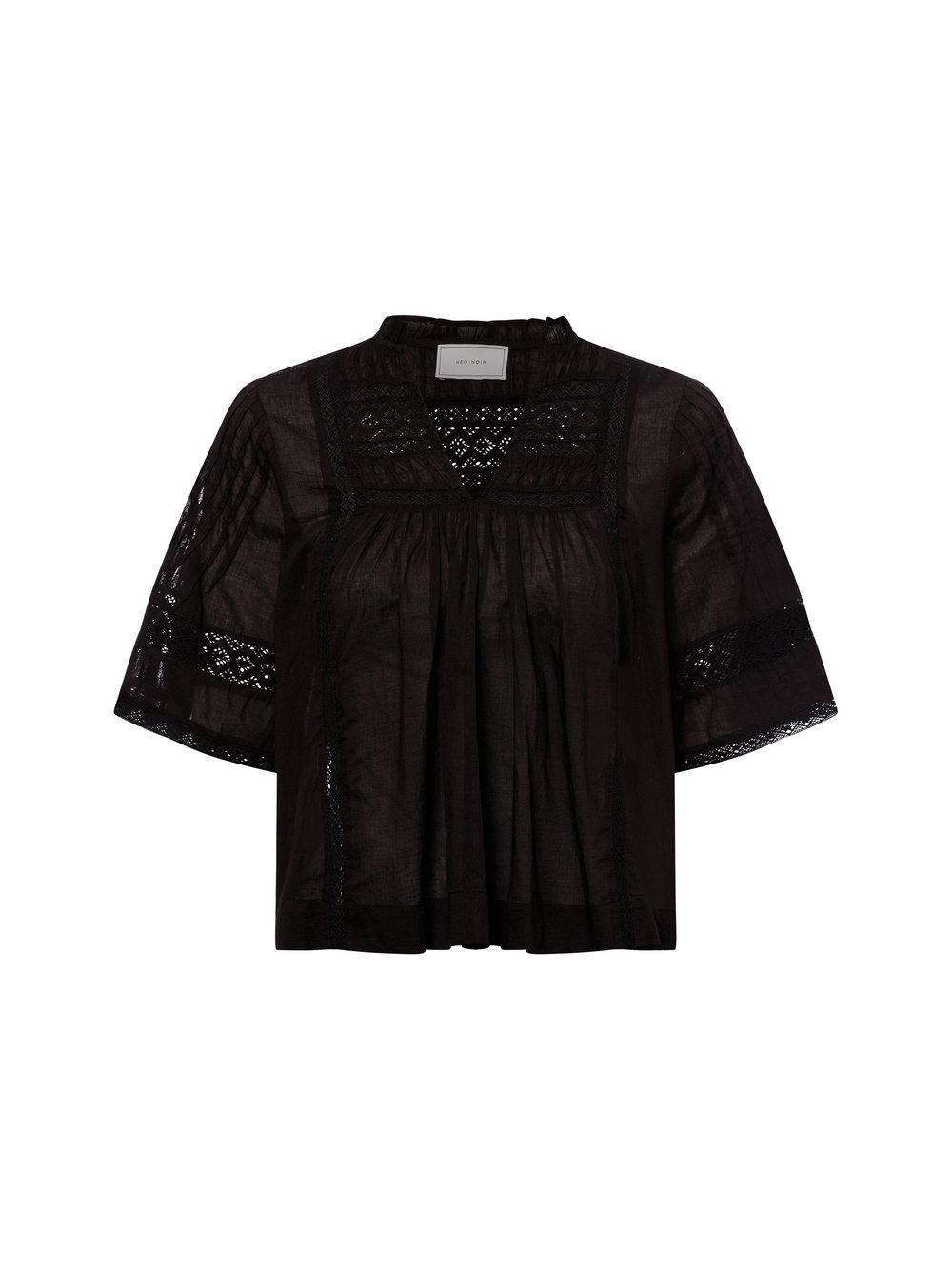 Neo Noir Kurzarmbluse Damen Baumwolle schwarz, 38