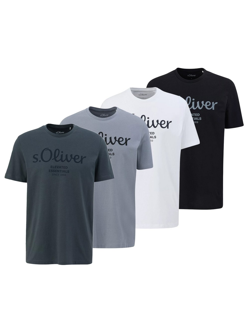 s.Oliver T-Shirt 4er Pack Herren Baumwolle grau, M