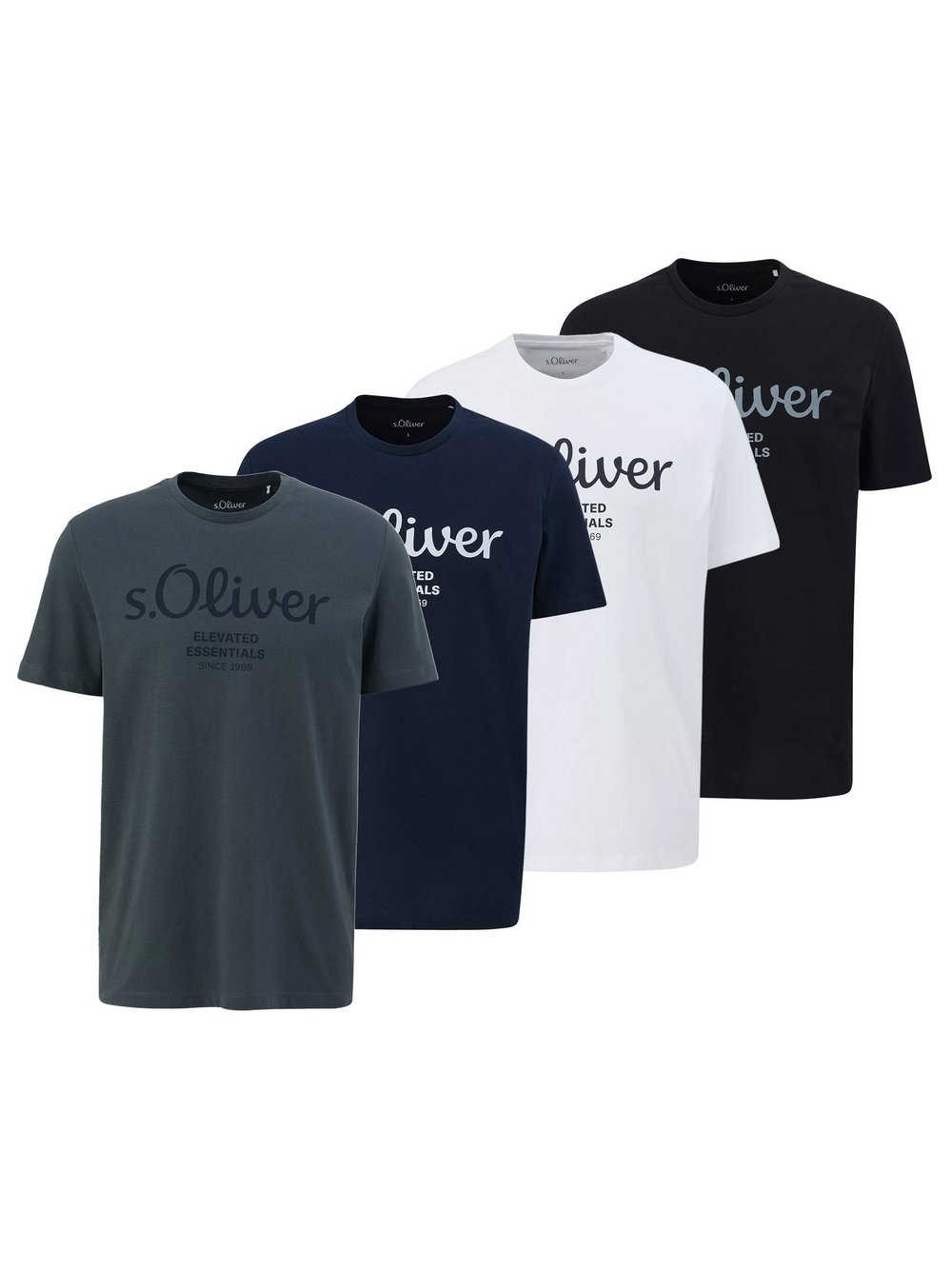 s.Oliver T-Shirt 4er Pack Herren Baumwolle schwarz, XXL