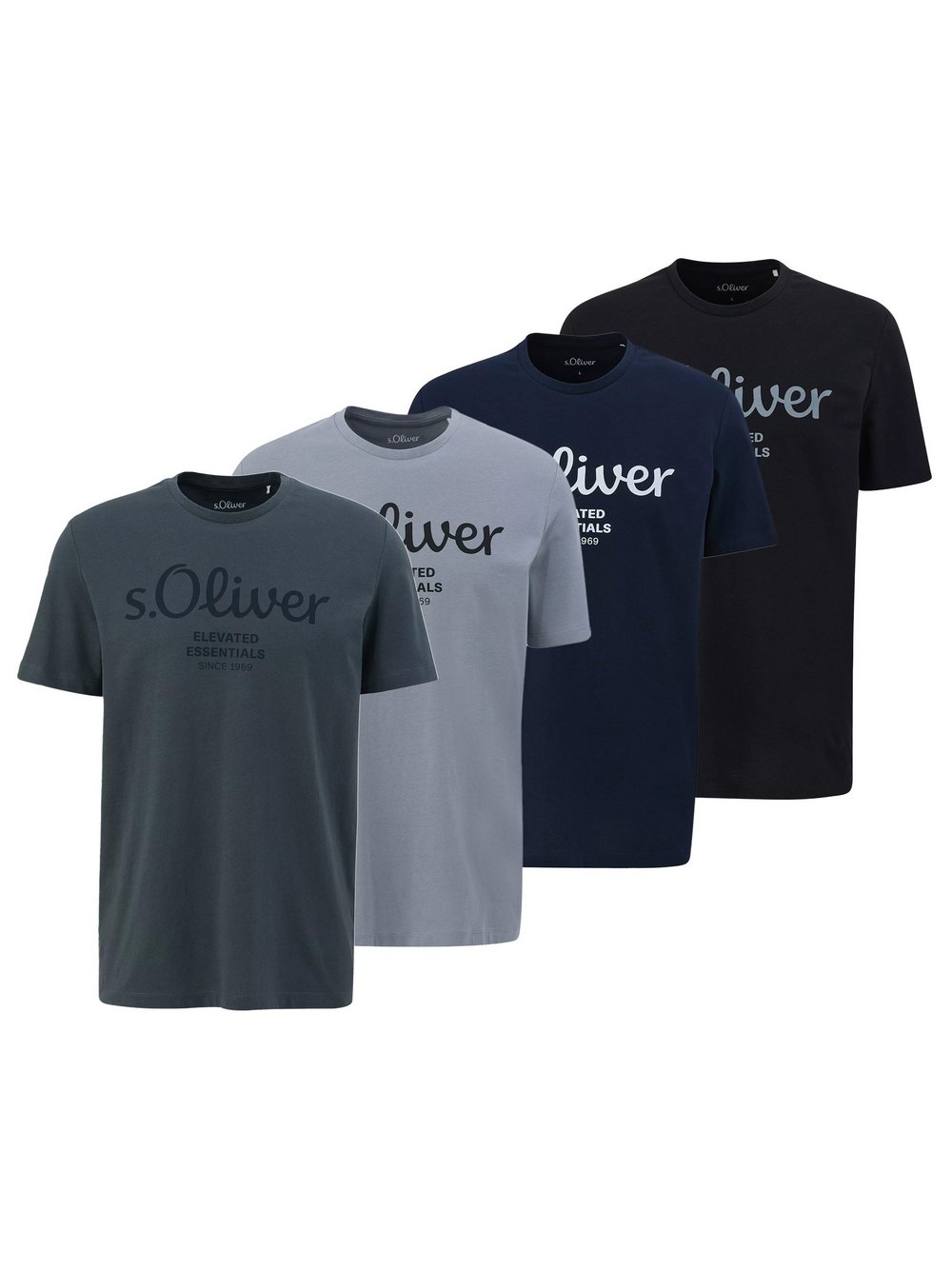 s.Oliver T-Shirt 4er Pack Herren Baumwolle blau, L