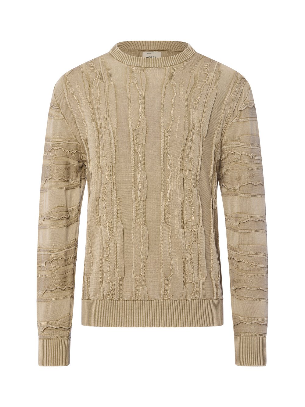 Redefined Rebel Pullover Herren Baumwolle beige strukturiert, M