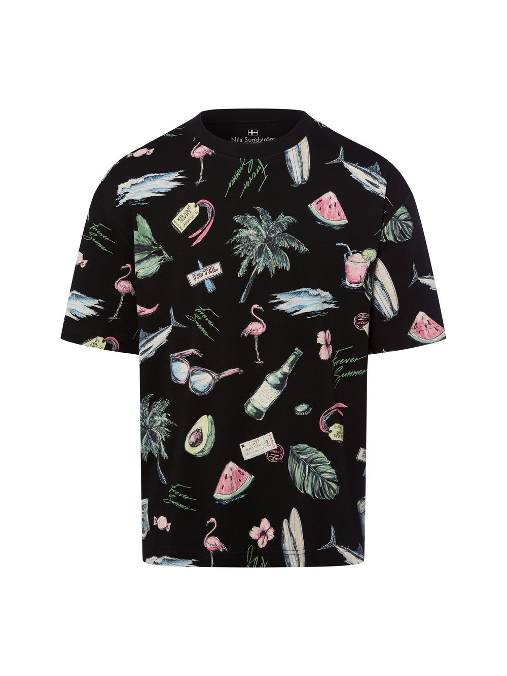 Nils Sundström T-Shirt Herren Baumwolle mehrfarbig bedruckt, XL