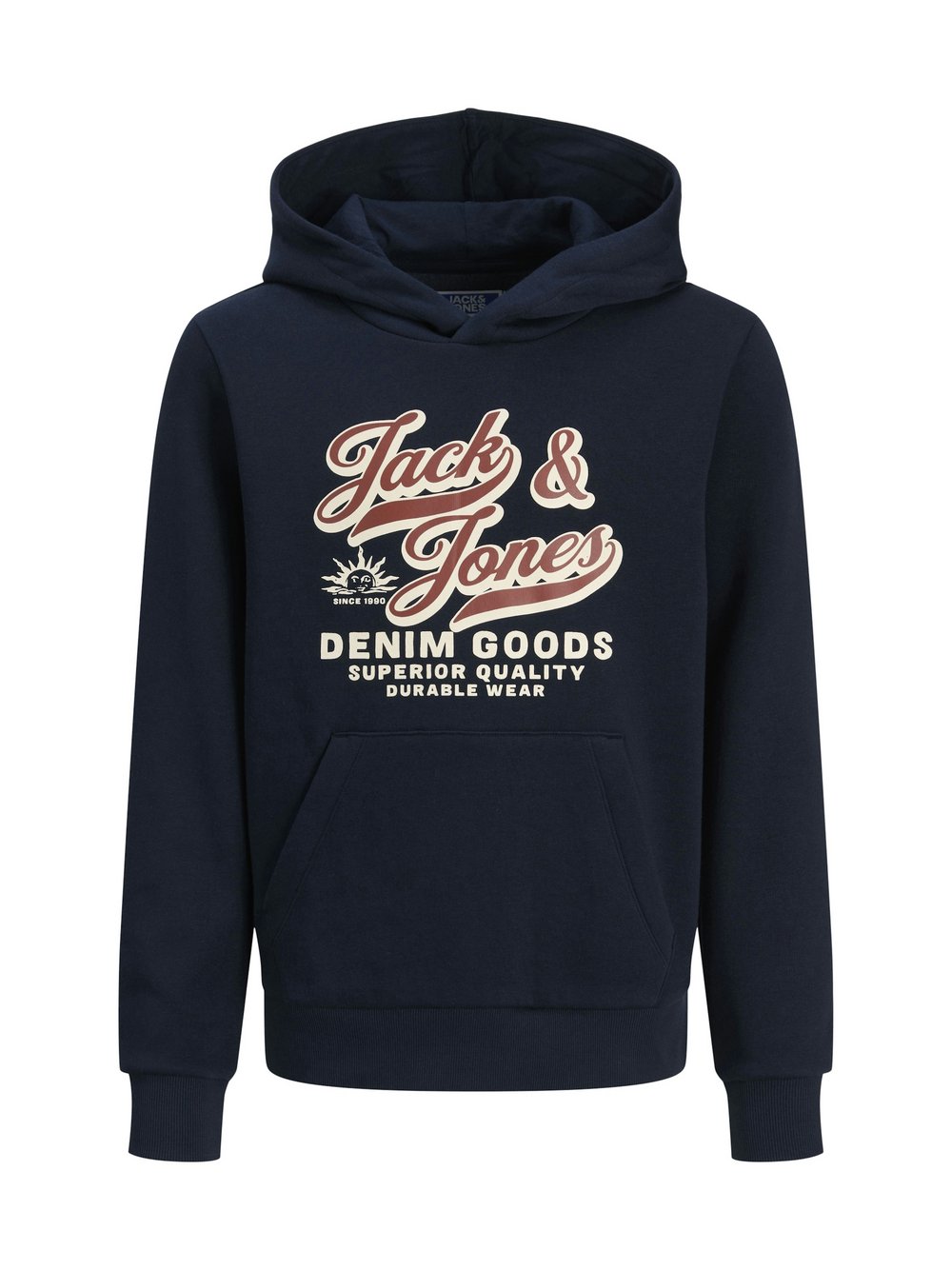 Jack & Jones Junior Kapuzensweatshirt Jungen Baumwolle blau bedruckt, 164