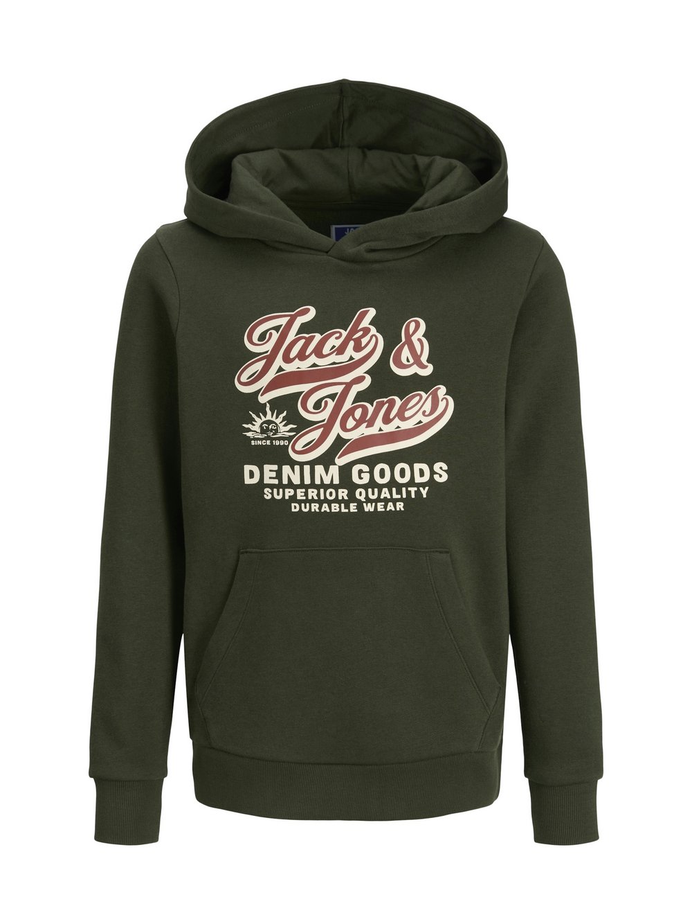 Jack & Jones Junior Kapuzensweatshirt Jungen Baumwolle grün bedruckt, 152