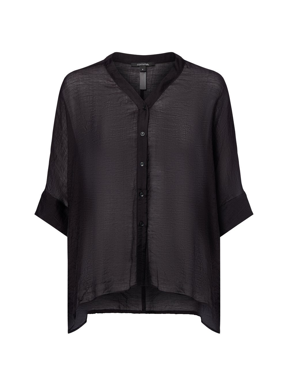 comma Kurzarmbluse Damen Viskose schwarz, L