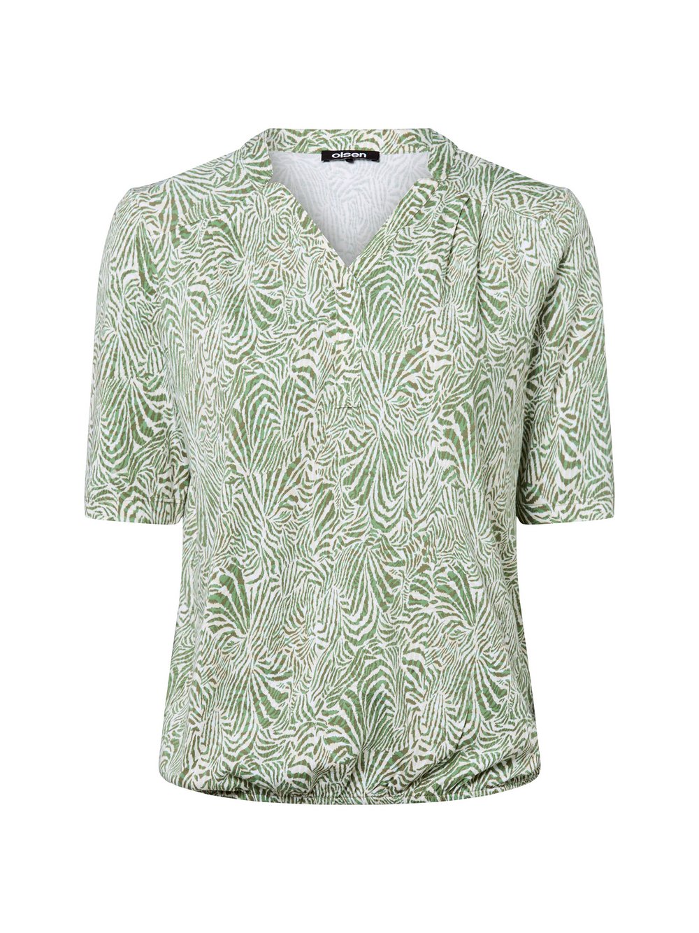 Olsen T-Shirt Damen Baumwolle grün gemustert, 40