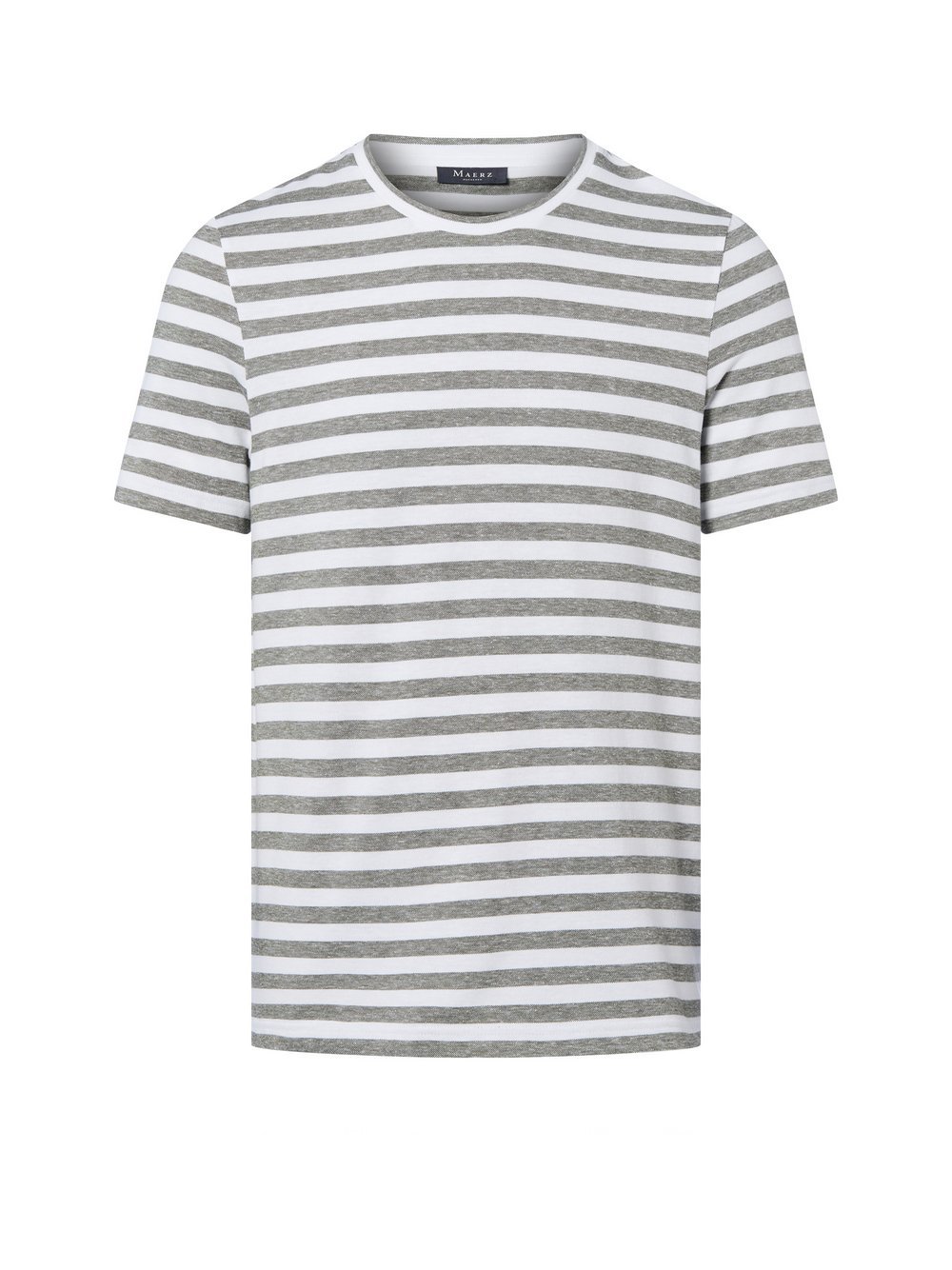 MAERZ T-Shirt mit Leinen-Anteil Herren Baumwolle grün gestreift, 56