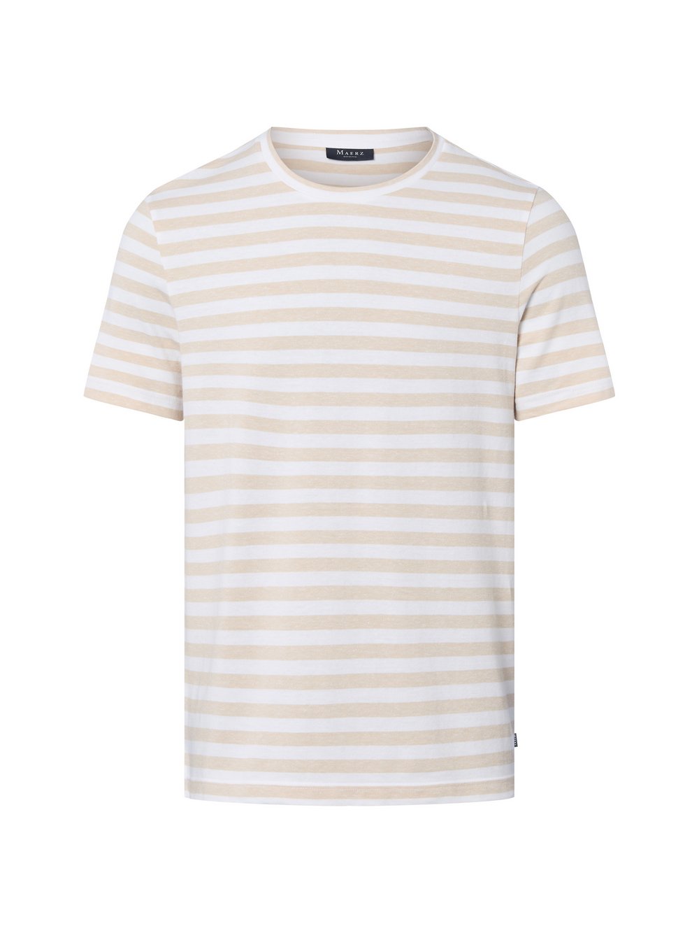 MAERZ T-Shirt mit Leinen-Anteil Herren Baumwolle beige gestreift, 52