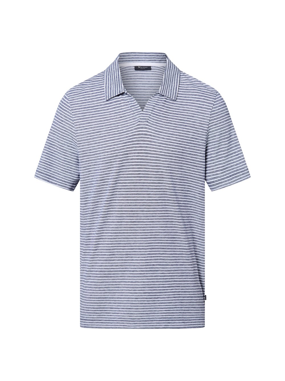 MAERZ Poloshirt mit Leinen-Anteil Herren Baumwolle mehrfarbig gestreift, 58