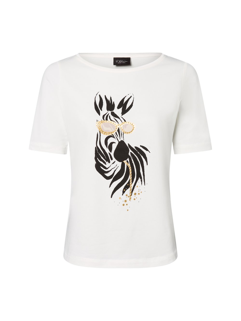 s.Oliver BLACK LABEL T-Shirt Damen Baumwolle weiß bedruckt, 48
