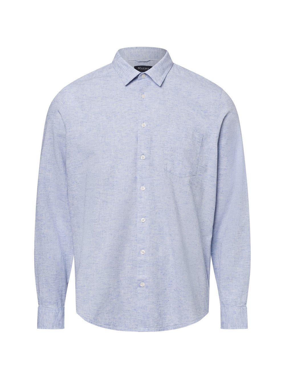 MAERZ Freizeithemd mit Leinen-Anteil Herren Regular Fit Baumwolle blau meliert, 39-40