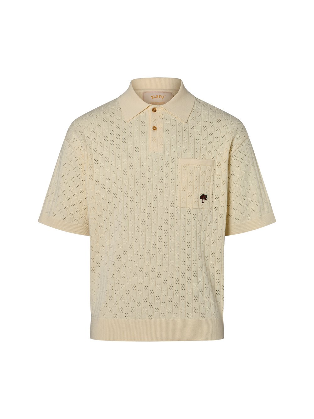 BLKVIS Strick-Poloshirt Herren Baumwolle weiß, XL