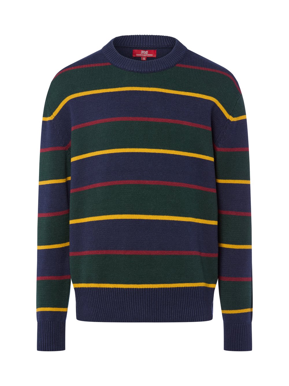 Finshley & Harding London Strickpullover Herren Baumwolle blau gestreift, L