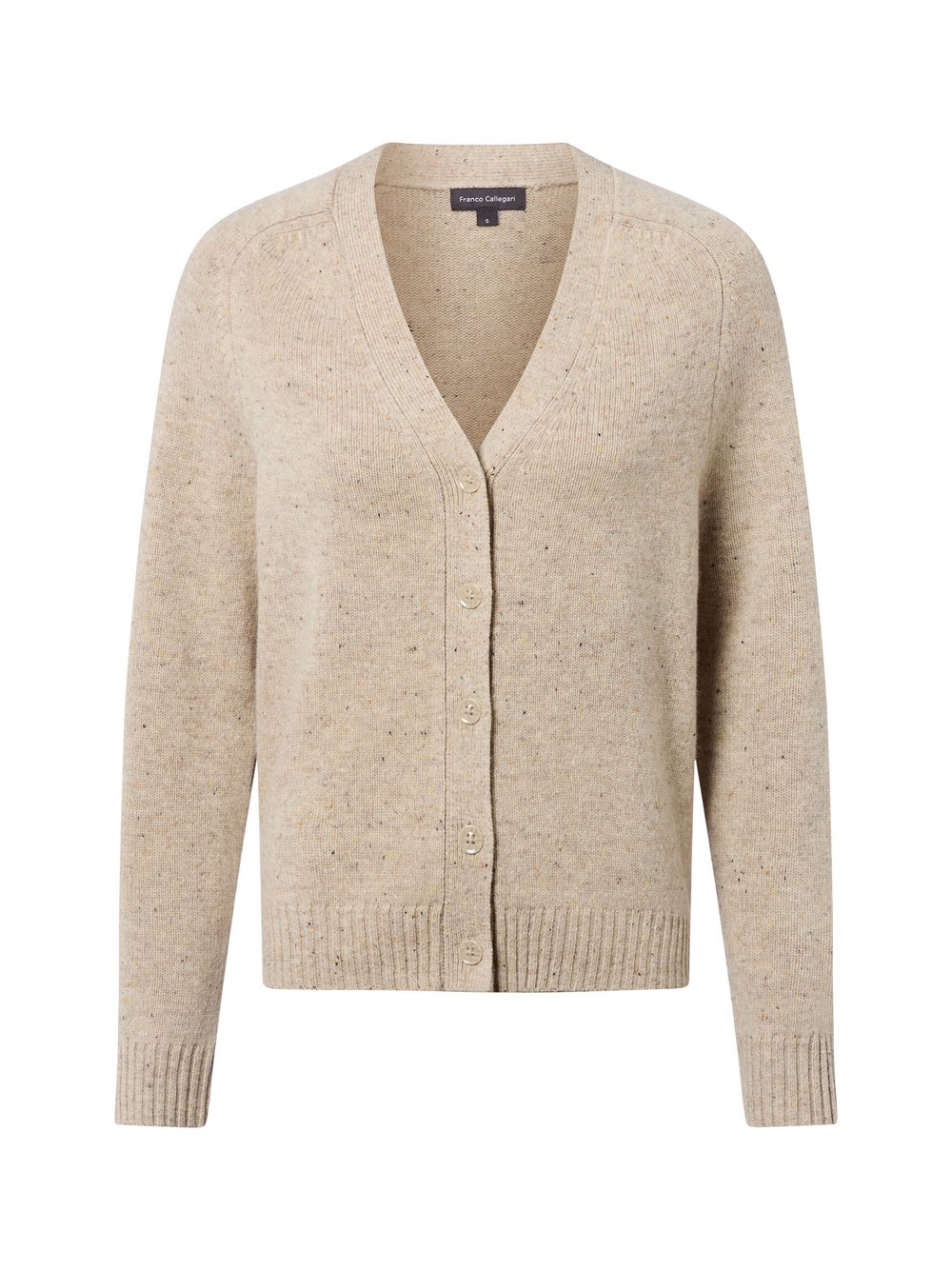 Franco Callegari Strickjacke aus Merino Damen Feinstrick beige meliert, XXL