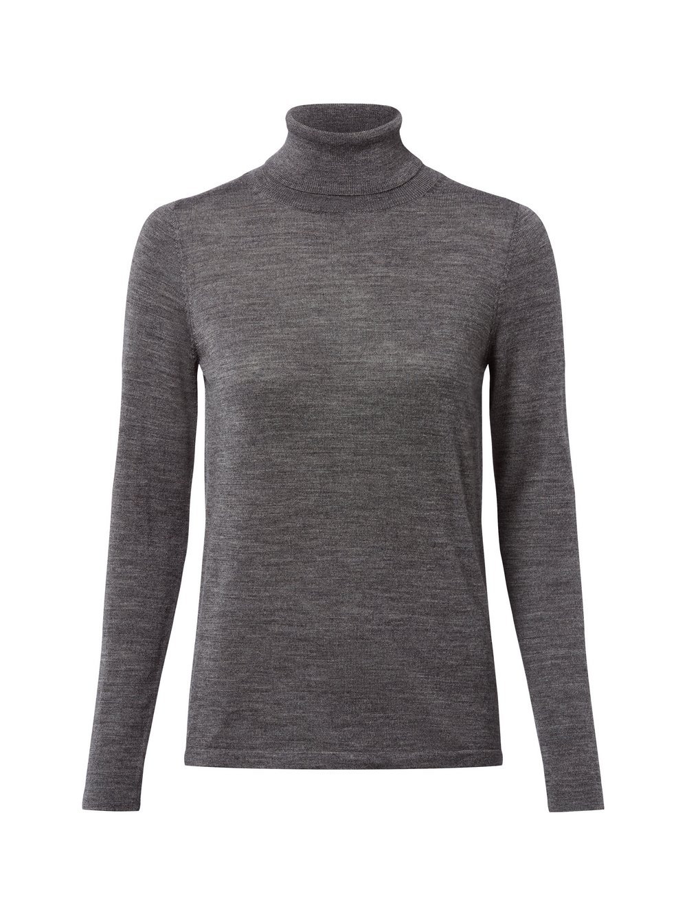 brookshire Rollkragenpullover aus Merinowolle Damen Feinstrick grau meliert, XL