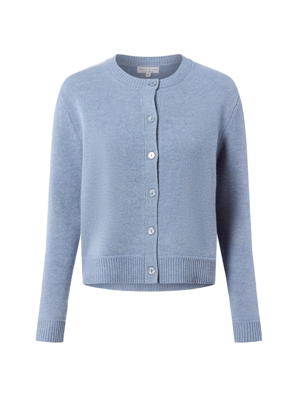 Marie Lund Strickjacke aus Merinowolle Damen Feinstrick blau meliert, L