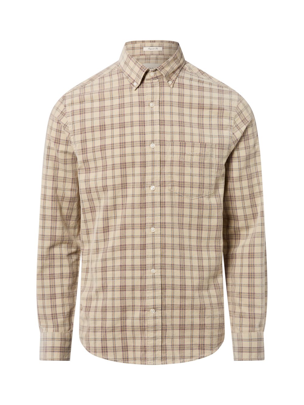 Gant Cordhemd Herren Regular Fit Baumwolle beige kariert, XXL