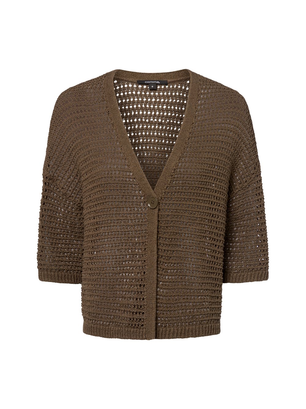 Thumbnail - comma Strickjacke Damen Baumwolle grün strukturiert, S
