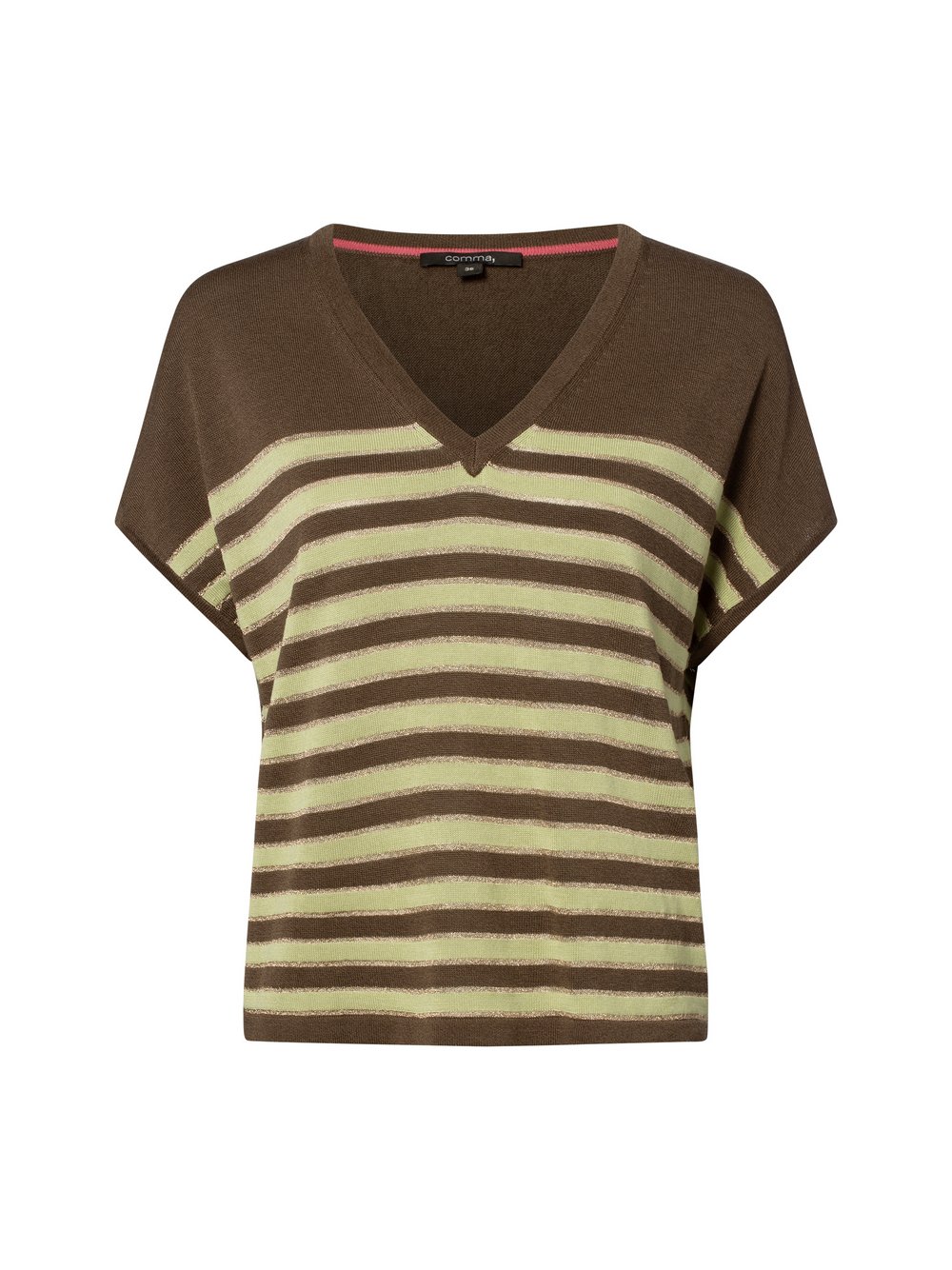 comma Strickshirt Damen Lyocell grün gestreift, 34
