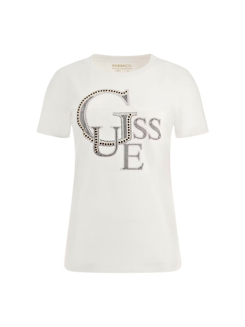 GUESS T-Shirt Damen Baumwolle weiß bedruckt, XS