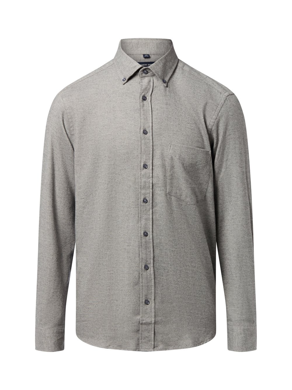 Andrew James Flanell-Hemd Herren Regular Fit Baumwolle grau gemustert, S