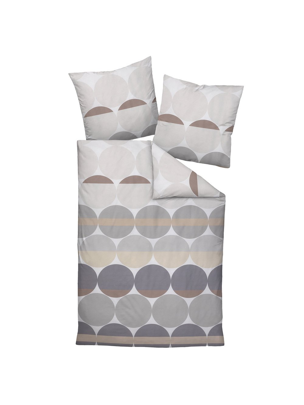 Thumbnail - Janine Bettwäsche 1er Pack Damen Baumwolle grau gepunktet, 155x220+80x80cm