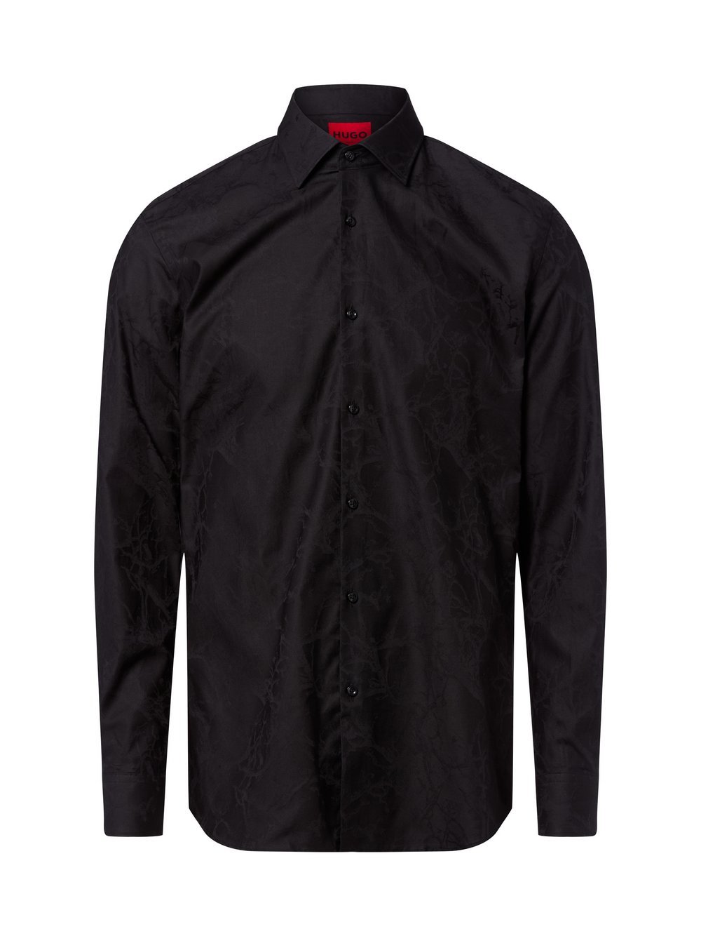 HUGO Businesshemd Herren Slim Fit Baumwolle schwarz strukturiert, 40