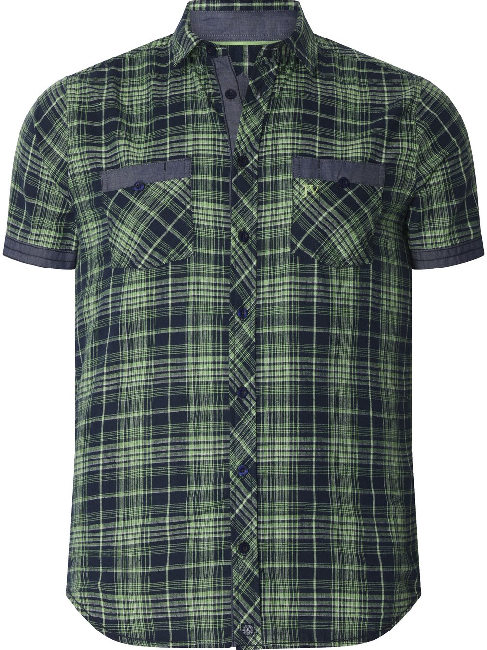 Thumbnail - Jan Vanderstorm Kurzarmhemd Herren Comfort Fit blau kariert, 6XL