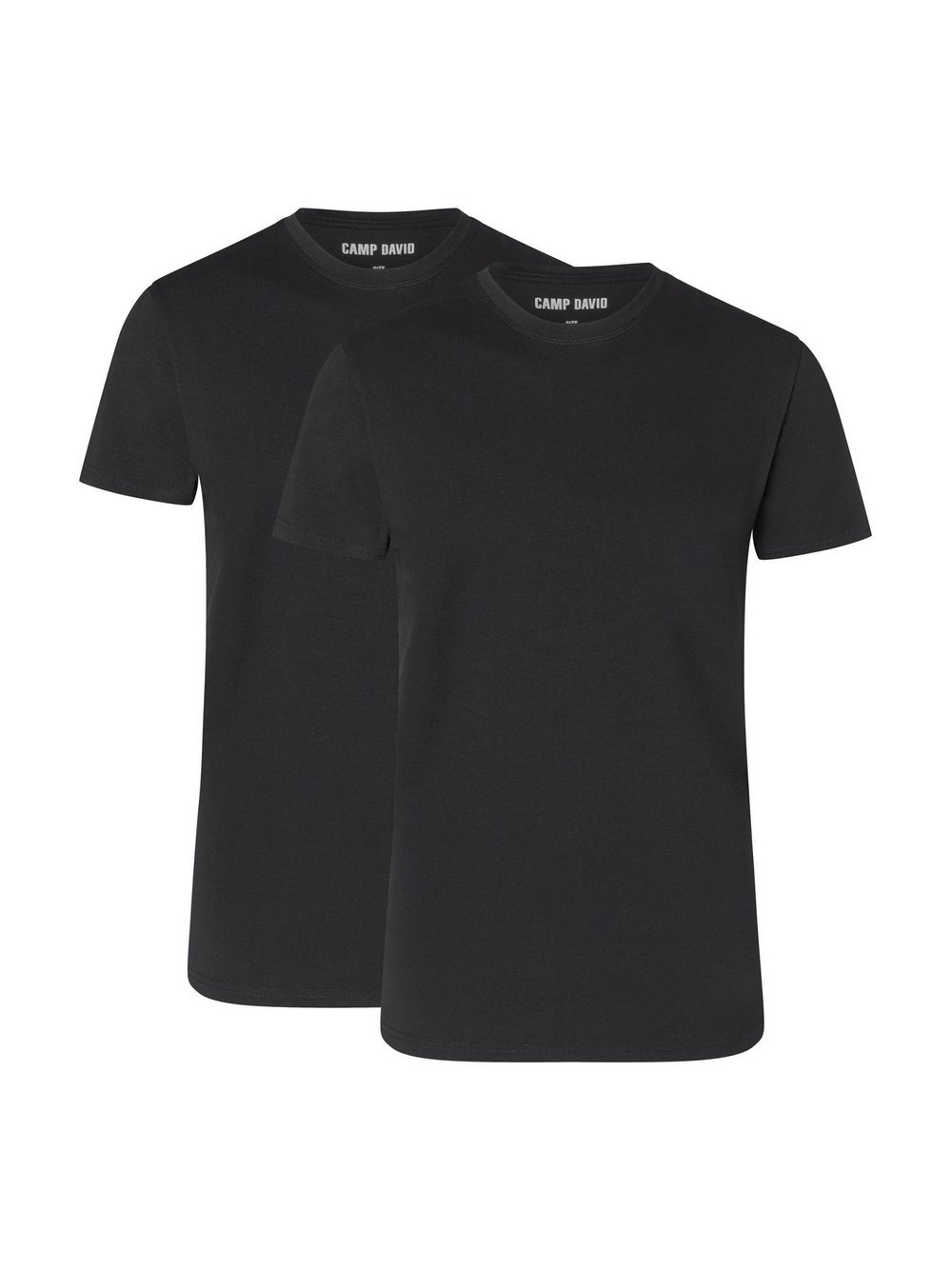 Camp David T-Shirt 2er Pack Herren Baumwolle schwarz, M