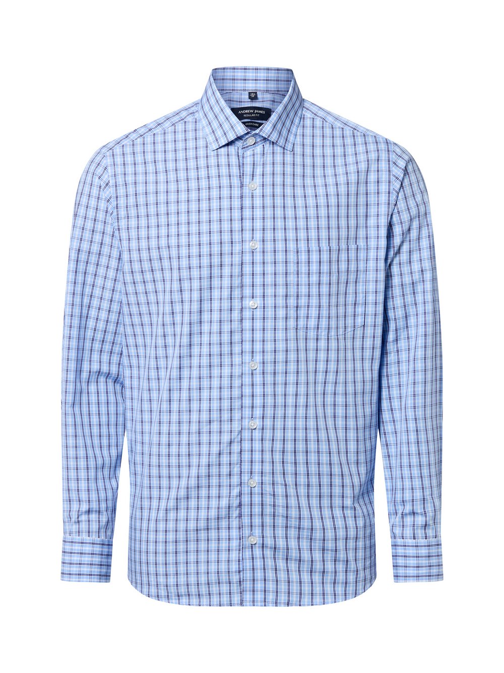 Finshley & Harding Hemd Herren Regular Fit Baumwolle blau kariert, 41
