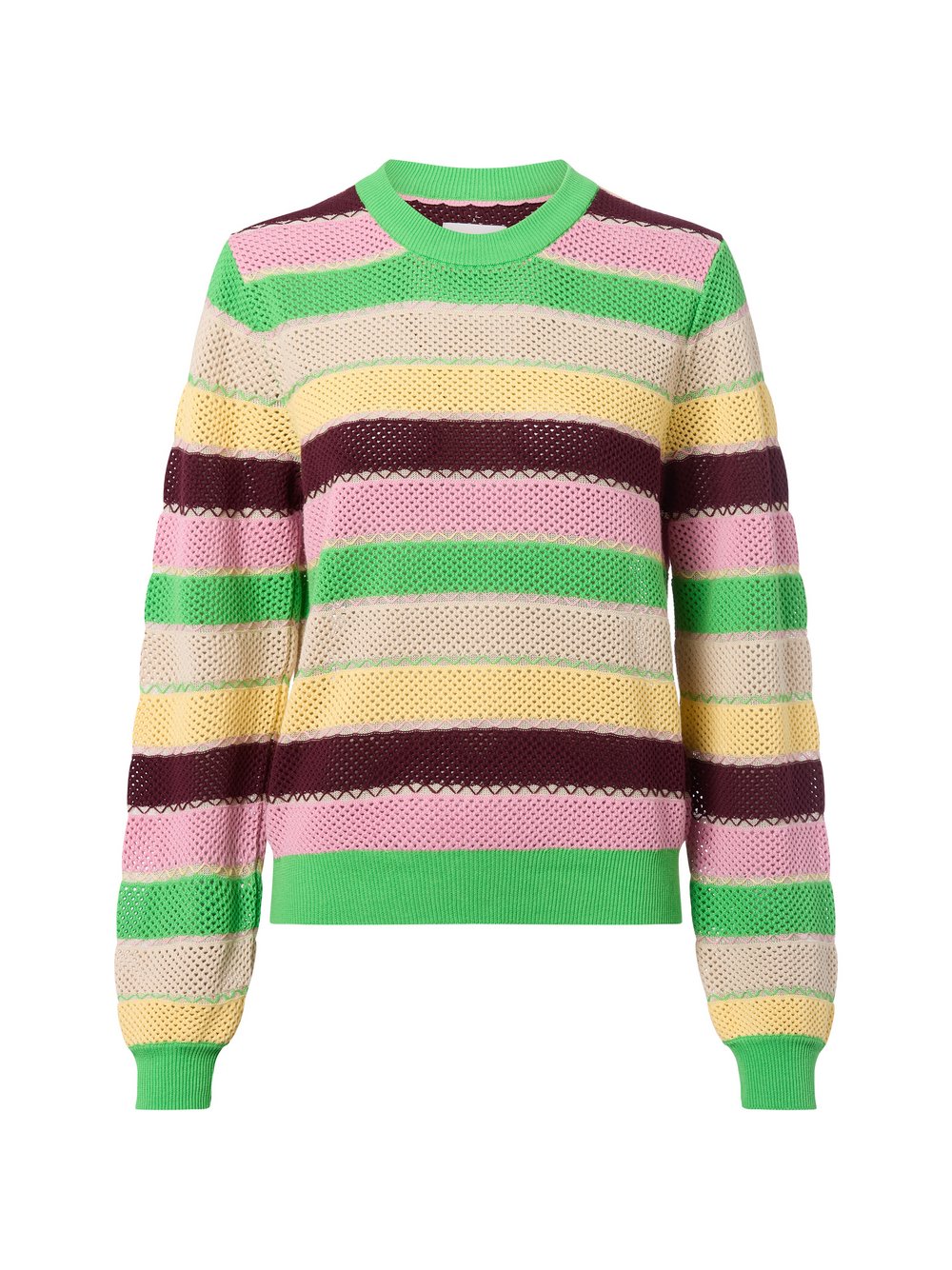 Nümph Lochstrickpullover Damen Baumwolle mehrfarbig gestreift, S