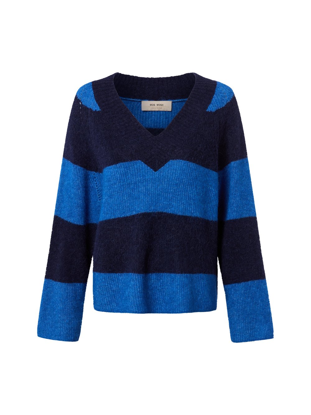 MOS MOSH Strickpullover mit Alpaka-Anteil Damen Wolle blau gestreift, L